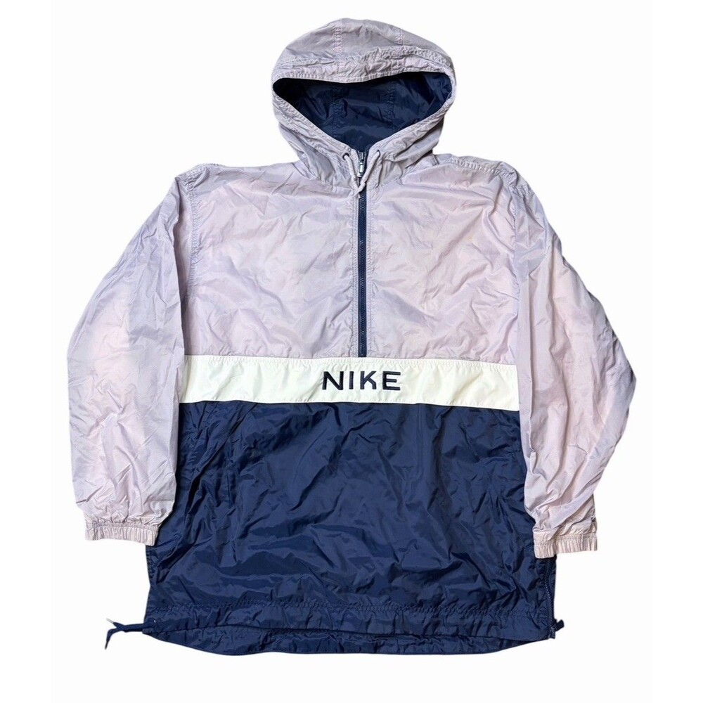 Vintage Nike Windbreaker Jacket Sz. Large Purple Navy Blue Hooded Quarter Zip